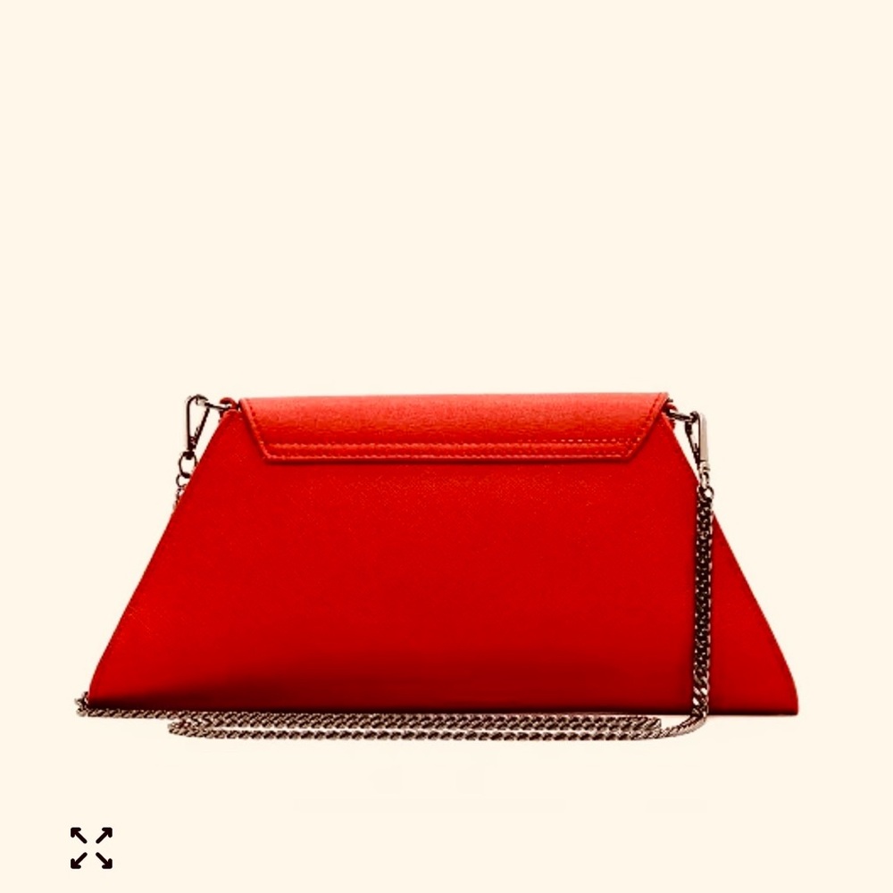 Red Envelope Crossbody Clutch Bag with Chain Strap - Picture 5 of 11